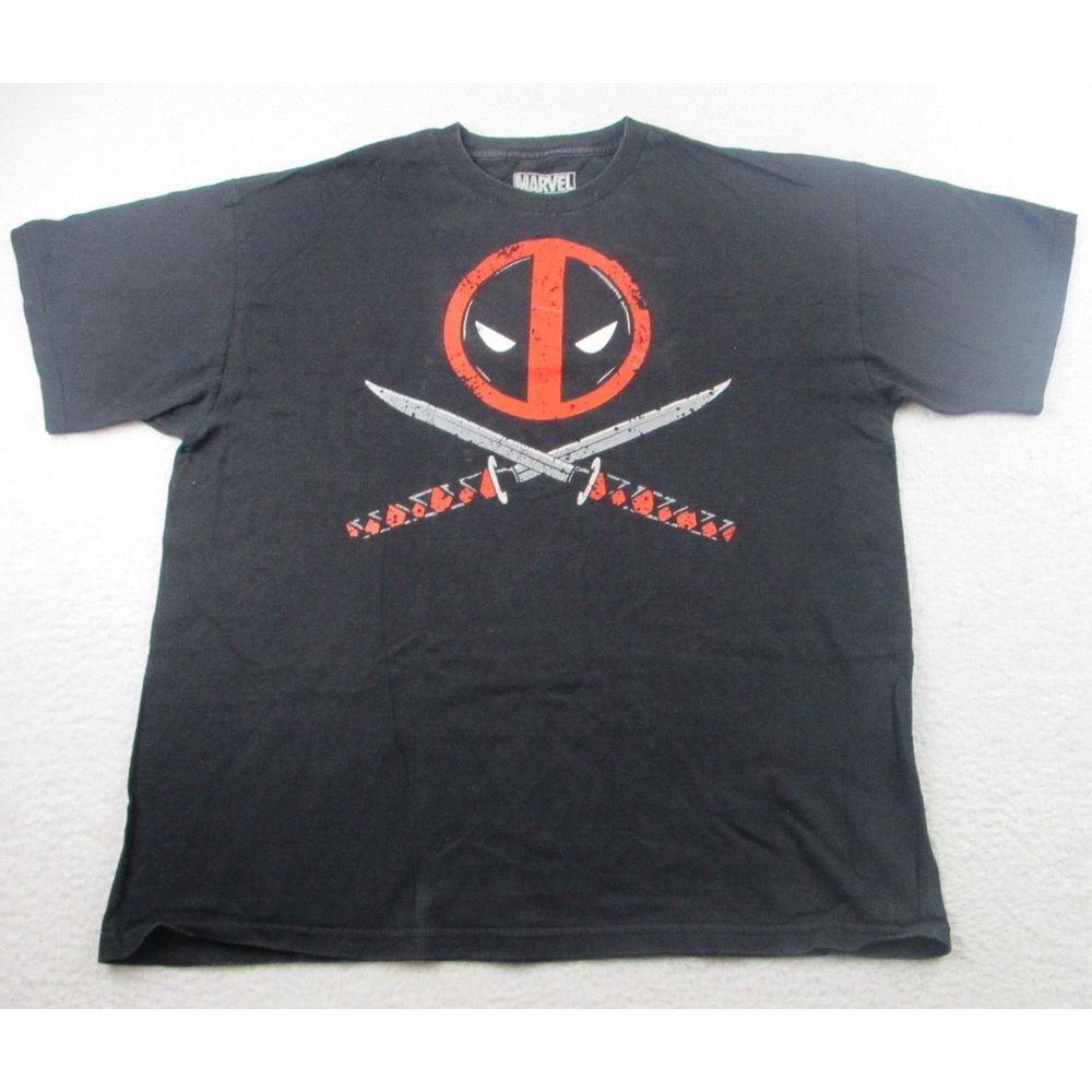Deadpool Marvel T Shirt Mens Size XL Black Graphic Tee Crew Neck Comics